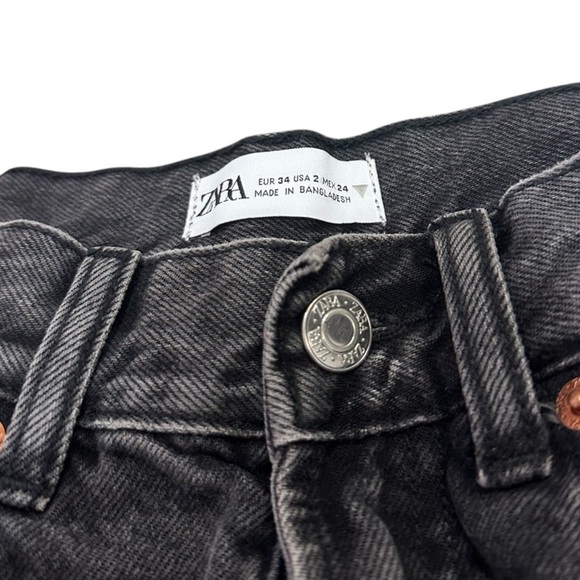 Zara Black Washed Jeans Wide Straight Leg Size 2 - Picture 3 of 6